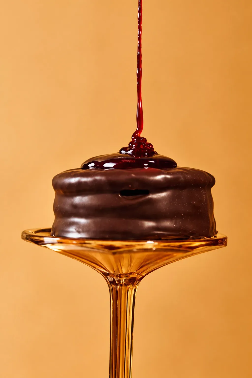 Alfajor de Malbec sobre una copa
